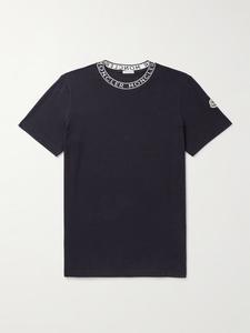 Футболка Slim-Fit Logo-Jacquard Cotton-Jersey MONCLER, темно-синий
