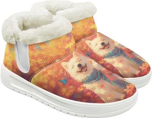 Quxjehoe Зимние сапоги для женщин, комфортные, теплые, с плюшевой подкладкой, короткие ботильоны на выход с белой подошвой, размеры 6-13.5