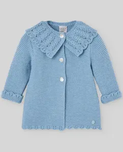 Вязаное детское пальто из коллекции «Радость» PAZ Rodríguez, светло-голубой