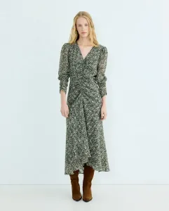 Платье с V-образным вырезом, длинными рукавами, длиной миди Boss Orange, мультиколор