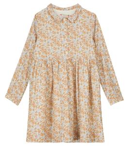 Платье с длинными рукавами и цветочным принтом Bonpoint, Blanc Lait