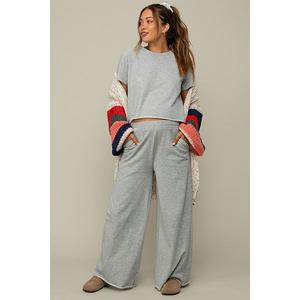 Серый базовый топ и брюки с широкими штанинами для беременных Pinkblush