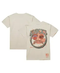 Мужская футболка New York Knicks Hardwood Classics Vintage Soul Crown Jewels в бежевом цвете Mitchell & Ness