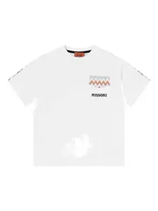 Футболка с логотипом и зигзагообразным узором Missoni Kids, белый