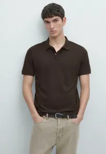 Рубашка-Поло с микротекстурой Massimo Dutti, Mottled Dark Brown