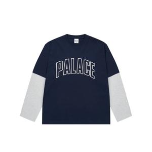 FW25 DROP3 удивительно длинный рукав футболка Unisex PALACE, синий/серый