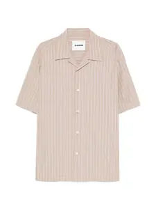 Рубашка с короткими рукавами и узором в полоску Jil Sander, бежевый
