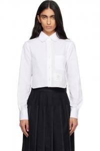 Классическая укороченная рубашка из поплина Thom Browne, белый