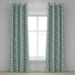 Штора на люверсах ABAKUHAUS Ангел, силуэты рождественских ангелов на полосатом фоне, декоративная двухпанельная штора, 280 см x 175 см, цвет бледно-миндальный, зеленый, белый Abakuhaus