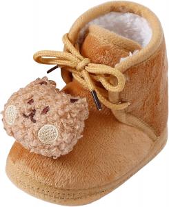 IWIHMIV Мягкие флисовые пинетки для новорожденных, носочки для мальчиков и девочек, детские тапочки, удобные нескользящие зимние ботинки на щиколотку, Coffee