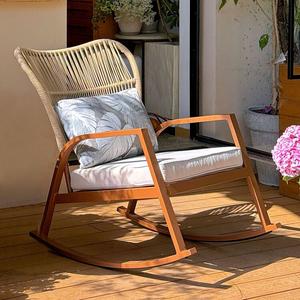 Fantasy Кресло-качалка из ротанга aisha с подушкой и спинкой, коричневый