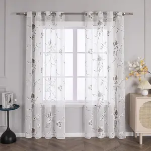 Шторы с люверсами, вуаль, стиль выжженный, современные прозрачные шторы для спальни или гостиной, белые, 175 x 140 см (В x Ш), 1 шт. Joyswahl