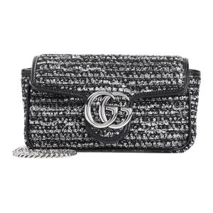 GUCCI Сумка GG Marmont Wool через плечо Extra Mini Women's Black Silver