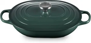 Кастрюля овальная Le Creuset с крышкой, 3550 мл, зеленый