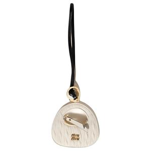 MIU MIU Брелок для сумки из стёганой овчины, White