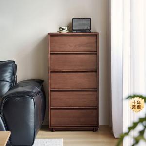 Lin'S Home Furnishing Комод 60х100х140 см для гостиной из массива дерева, 5 ящиков, цвет walnut