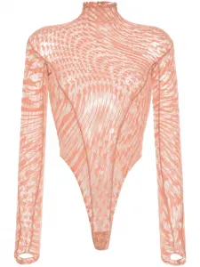 Сетчатое боди с принтом Mugler, нейтральный
