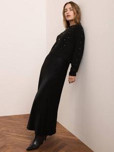 Платье макси с вязаным узором и декором Mint Velvet, Black