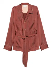 Куртка с поясом в металлическую полоску Forte Forte, коричневый