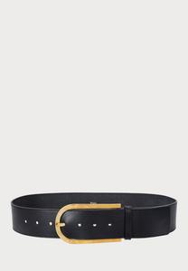 Ремень Polo Ralph Lauren Elongated Buckle Leather Belt, Black/Gold-Colored/Black