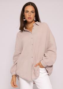 Блуза SASSYCLASSY Ultra Oversize Musselin nhemd kürzere Variante, цвет Puderrosa