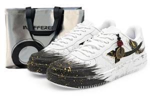 XTEP Кроссовки Air Force One с низким верхом, устойчивые к истиранию и дышащие, для скейтбординга, мужские, белые, черно-золотые