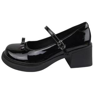 Alxnan Туфли Мэри Джейн на массивном каблуке женские черные, цвет Black