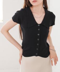 Вязаный топ с большим воротником