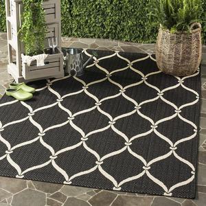 Ковер SAFAVIEH, 275 x 366 см, Washable Outdoor Courtyard Collection - Black & Beige, Non-Shedding & Easy Cleaning, идеальный для патио, заднего двора, прихожей (CY6654-256)