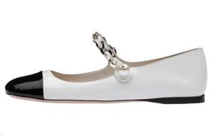 Лаковые балетки MIU MIU, черно-белые