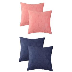 Короткие плюшевые однотонные мягкие декоративные наволочки для гостиной, 4 шт., 18 x 18 дюймов Unique Bargains, цвет Coral Red Dark Blue