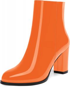 Женские модные повседневные осенне-зимние сапоги ROSERWISH с круглым носком, боковой молнией, на массивном каблуке, высотой до щиколотки, каблук 3,5 дюйма