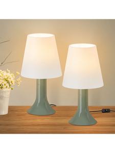 Комплект из 2 настольных ламп с цоколем E14, зеленого цвета, современный пластиковый корпус