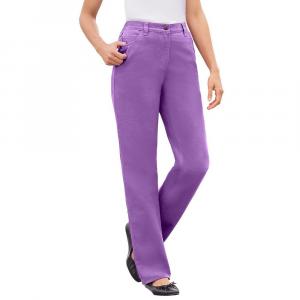 Женщина в женских джинсах размера плюс с идеальной хлопковой резинкой на спине Woman Within, цвет Pretty Violet