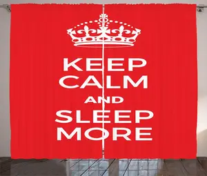 Штора для сна ABAKUHAUS в деревенском стиле, Keep Quiet Sleep More Crown, универсальная ленточная штора для гостиной с петлями и крючками, 280 x 225 см, ярко-красный с белым Abakuhaus