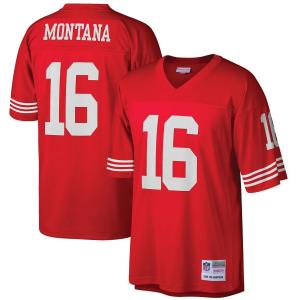 Мужская футболка Mitchell & Ness Joe Montana Scarlet San Francisco 49ers Big & Tall 1990, реплика вышедшего на пенсию игрока