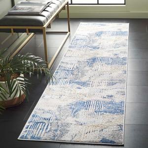 Ковер-дорожка SAFAVIEH, 67 x 275 см, коллекции Palma, бежевый и синий, без линьки и простой в уходе, идеален для помещений с высокой проходимостью в гостиной, спальне, столовой (PAM350A-29)