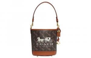DAKOTA Покрытый тканью с кожаными деталями ведерко, сумка, через плечо, на плечо Trumpets Женская черно-коричневая COACH