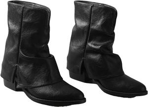 Женские зимние кожаные ботильоны на высоком каблуке, туфли, западные ботинки Generic, Black