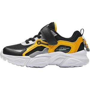 Нескользящие износостойкие низкие детские кроссовки для повседневной носки. Для детей от 3 до 7 лет. Antakids, черный/серебряный/желтый