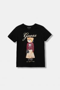 Детская хлопковая футболка Guess, черный