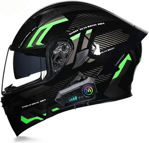 Шлем модульный Gyufmgs Bluetooth, черный / зеленый