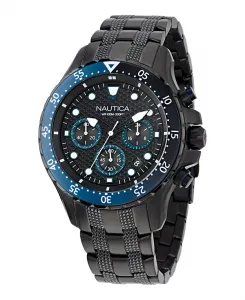 Мужские часы-хронограф из черной нержавеющей стали, 44 мм Nautica, black