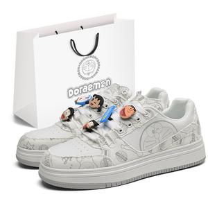 Doraemon Дораэмон низкие скейтерские кеды унисекс винтаж белый сменные пряжки, цвет Vintage White (DIY Shoe Buckles)