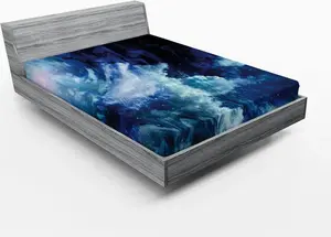 Простыня на резинке ABAKUHAUS, Туманность, Газ, Облако, Небесная сфера, Вселенная, Галактики, Космос, Внешнее пространство, Звезды, 160 x 200 см, темно-синий Abakuhaus