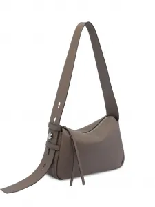 Малая кожаная сумка на плечо с застежкой-молнией Tory Burch, коричневый