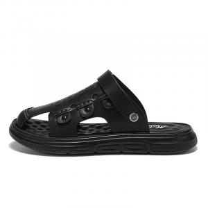 Mulinsen Мужские противоскользящие домашние тапочки с закрытым носком черные, цвет Black