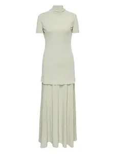 Расклешенное платье с высоким воротом JIL SANDER, зеленый