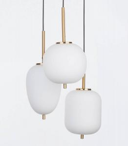 Подвесной светильник Nova Luce Lato Typ D, опаловое стекло / алюминий - 3 лампы - золото