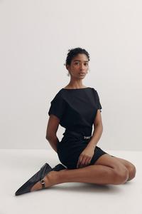 Платье из твила с поясом H&M, черный